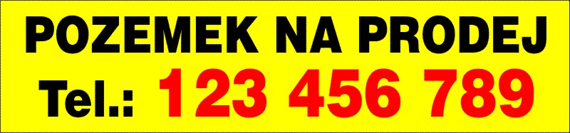 BANNER 3 x 0,7 m  - POZEMEK NA PRODEJ 1