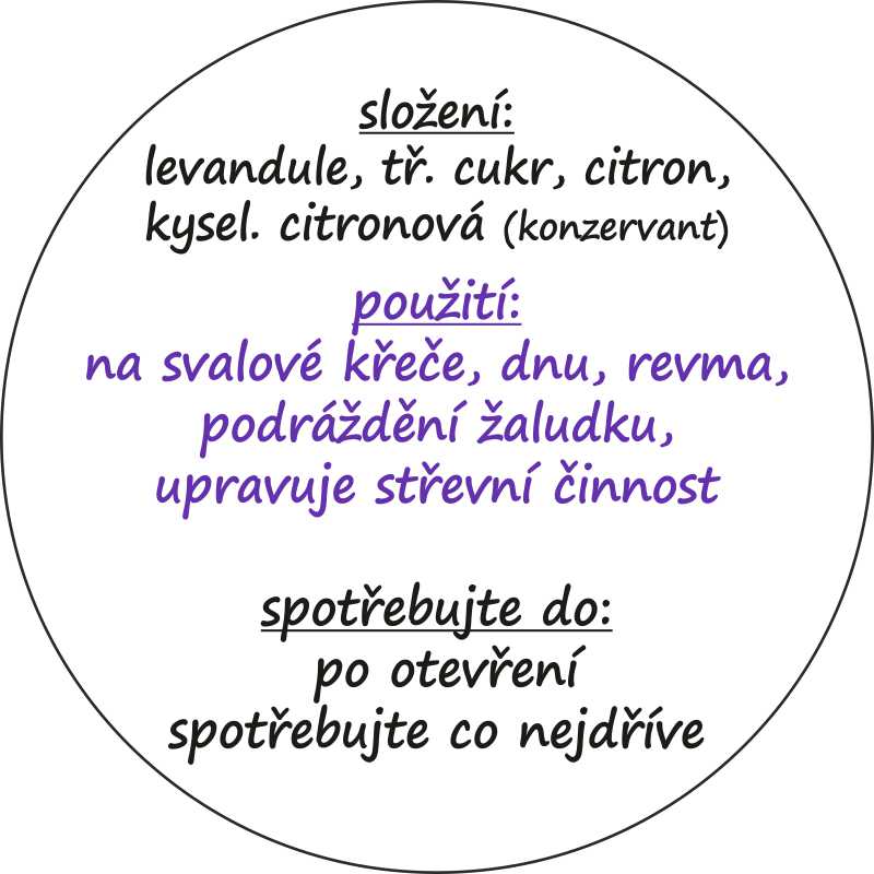 Sada 2 ks kulatých samolepek 6 x 6 cm - sirup LEVANDULOVÝ