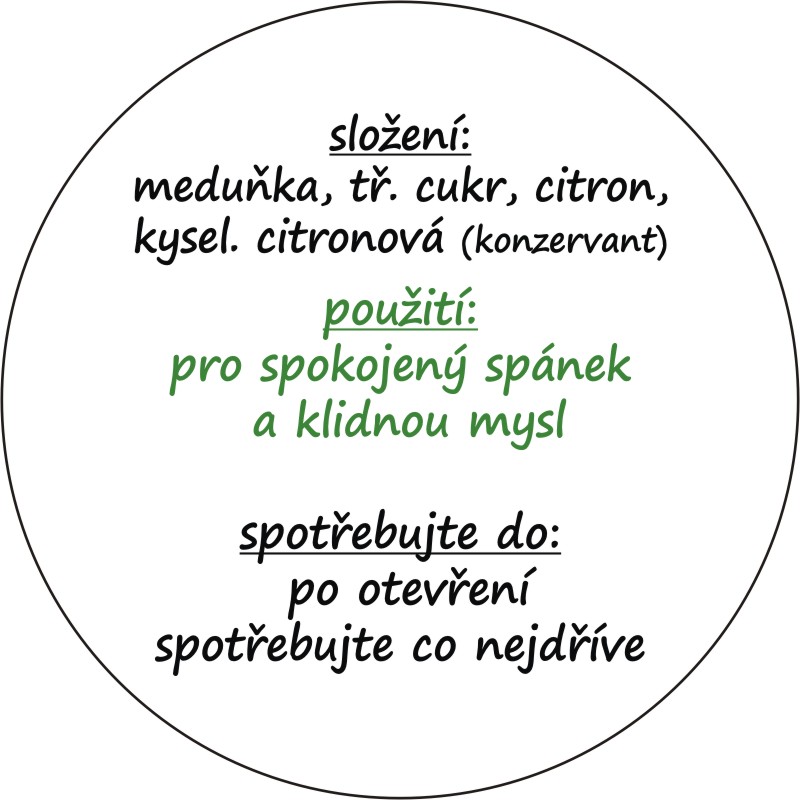 Sada 2 ks kulatých samolepek 6 x 6 cm - sirup MEDUŇKOVÝ 100 - 499 ks
