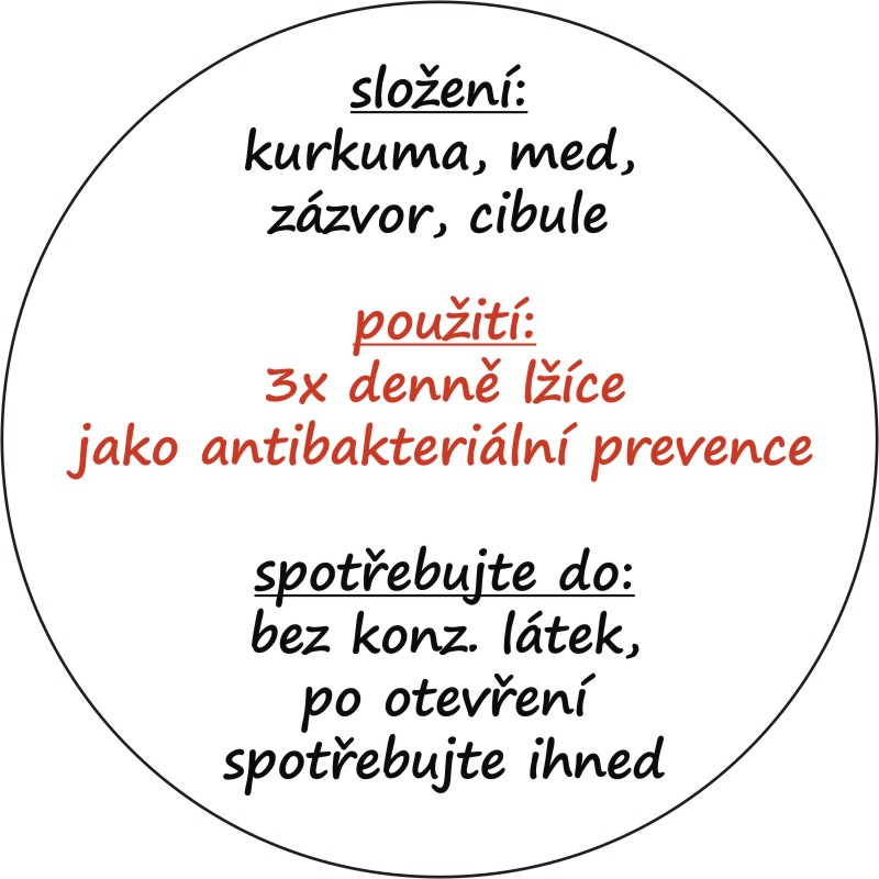 Sada 2 ks kulatých samolepek 6 x 6 cm - sirup KURKUMOVÝ 1 - 9 ks