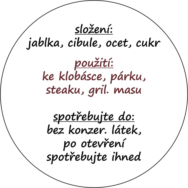 Sada 2 ks kulatých samolepek 6 x 6 cm - JABLEČNÉ CHUTNEY 1.000 a víc ks