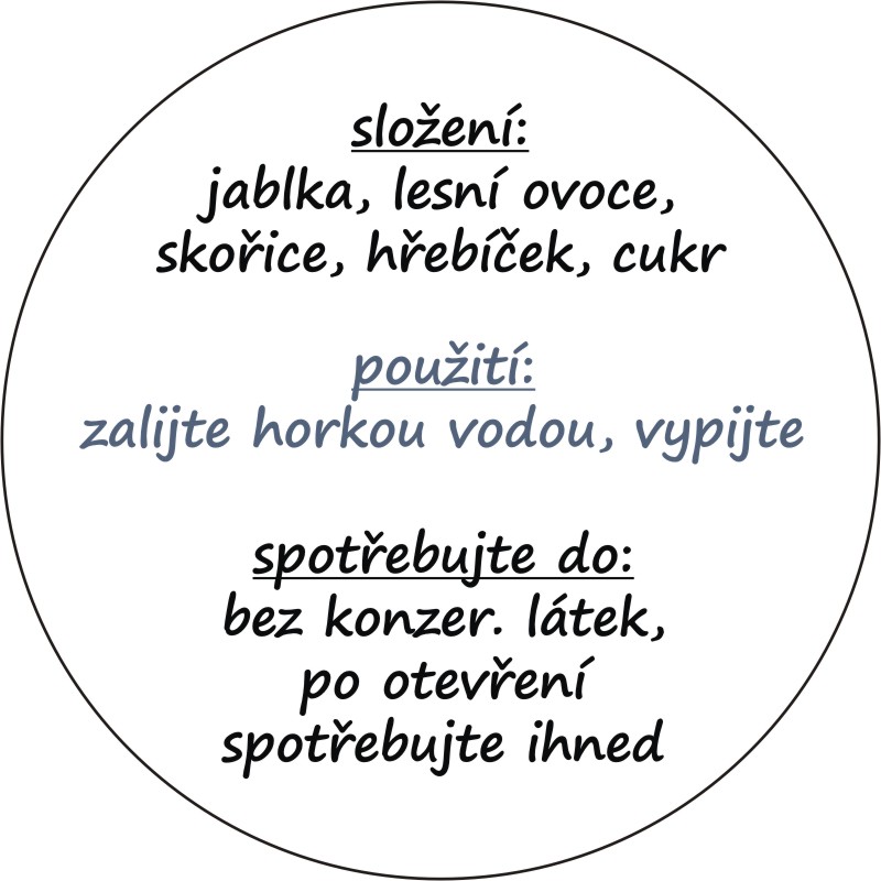 Sada 2 ks kulatých samolepek 6 x 6 cm - PEČENÝ ČAJ 50 - 99 ks