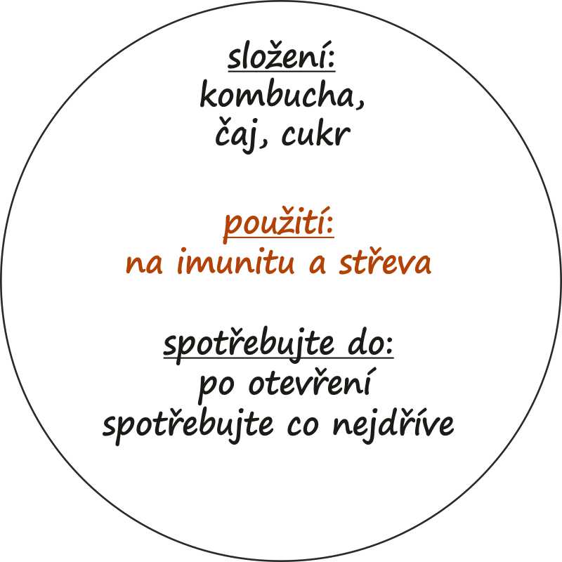 Sada 2 ks kulatých samolepek 6 x 6 cm - Domácí KOMBUCHA 100 - 499 ks