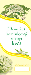 Samolepka 12 x 5 cm BEZINKOVÝ sirup - květ