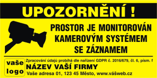 Samolepka 20 x 10 cm - objekt monitorován se záznamem