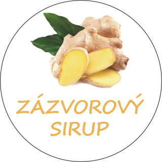 Sada 2 ks kulatých samolepek 6 x 6 cm - sirup ZÁZVOROVÝ