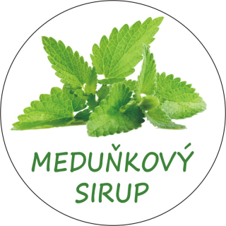 Sada 2 ks kulatých samolepek 6 x 6 cm - sirup MEDUŇKOVÝ