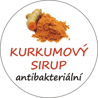 Sada 2 ks kulatých samolepek 6 x 6 cm - sirup KURKUMOVÝ