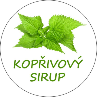 Sada 2 ks kulatých samolepek 6 x 6 cm - sirup KOPŘIVOVÝ