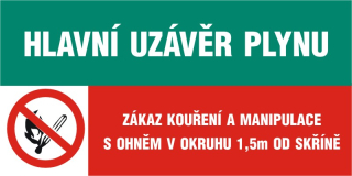 Samolepky 15 x 7,5 cm - HUP hlavní uzávěr plynu