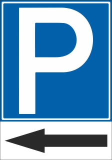 Plastová cedule - parkoviště ŠIPKA VLEVO