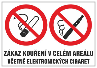 Plastová cedule - ZÁKAZ KOUŘENÍ V CELÉM AREÁLU