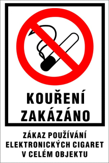 Samolepky - ZÁKAZ KOUŘENÍ a el. cigaret