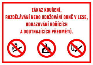 Plastová cedule - ZÁKAZ KOUŘENÍ V LESE