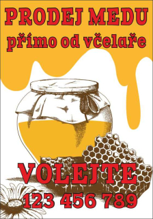 Plastová cedule - PRODEJ MEDU 12