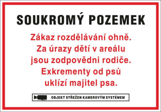 Plastová cedule - SOUKROMÝ POZEMEK - AREÁL