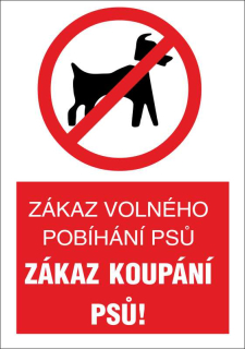 Cedule - ZÁKAZ koupání psů 2