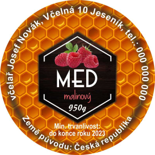 Kulatá samolepka 6 cm - MED Malinový