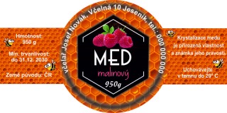 Samolepka na sklenice 120 x 60 mm - MED malinový