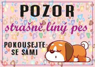 MAZLÍKOVÁ cedule - STRAŠNĚ LÍNÝ PES