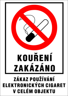 Plastová cedule - KOUŘENÍ ZAKÁZÁNO