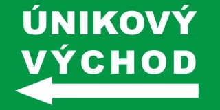 Plastová cedule - ÚNIKOVÝ VÝCHOD šipka vlevo