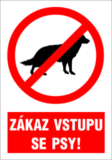 Plastová cedule -  ZÁKAZ VSTUPU SE PSY