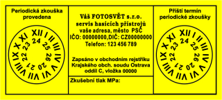 Samolepka 10 x 4,5 cm - servis hasících přístrojů