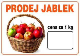 Plastová cedule - PRODEJ JABLEK